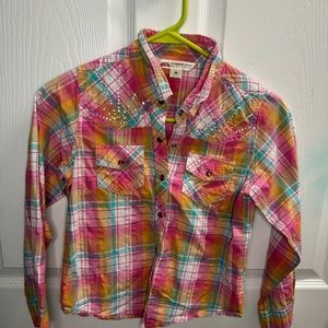 Colorful Plaid Button Down Shirt for Kids